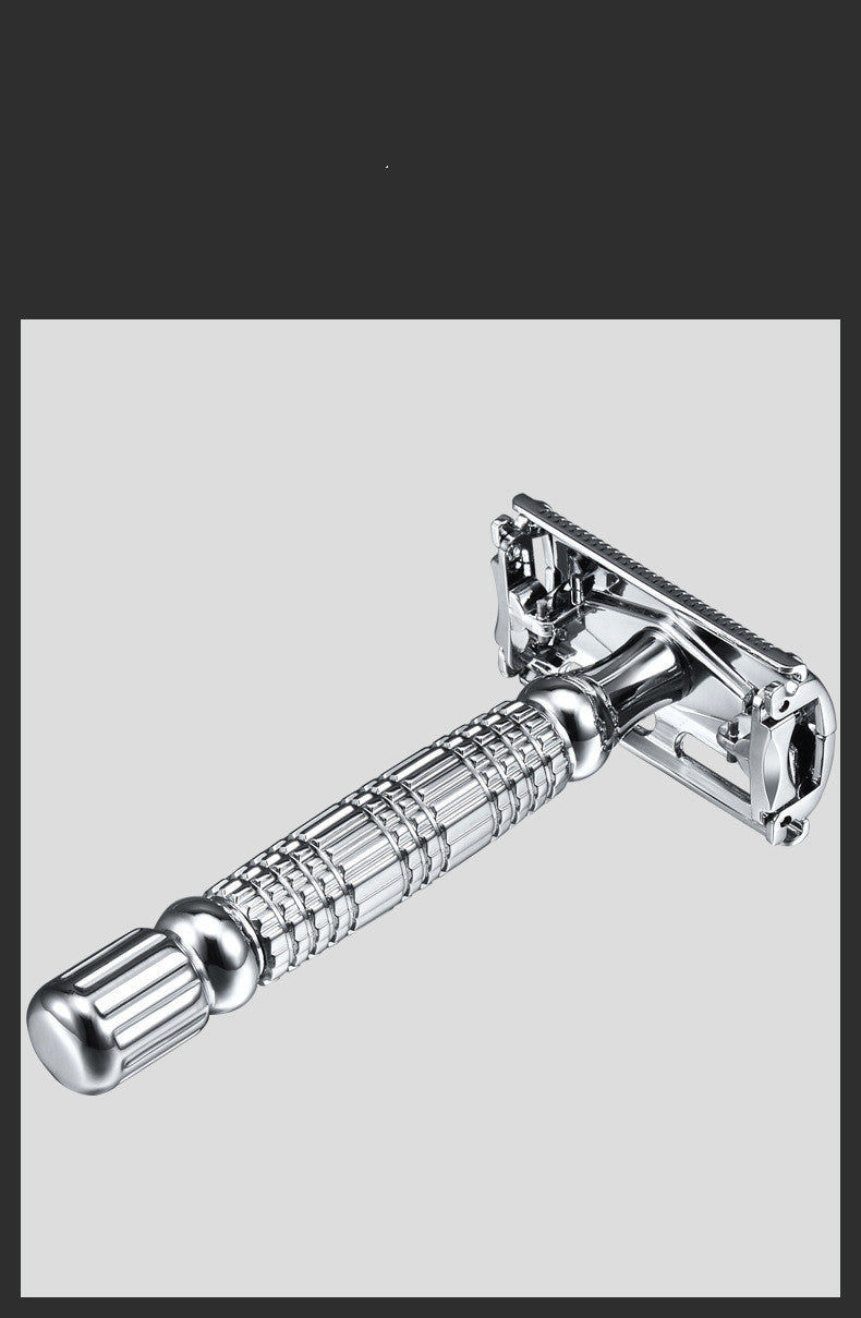 Men's Manual Safety Razor - Double-Sided Blade, Shiny Silver