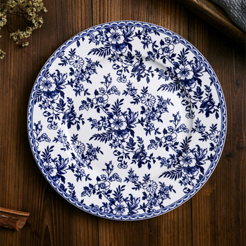 Western Style Ceramic Dinnerware Set Blue and White Chinese and Western Dishes