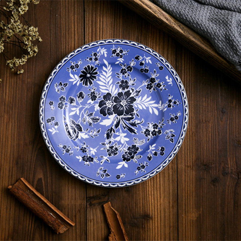 Western Style Ceramic Dinnerware Set Blue and White Chinese and Western Dishes