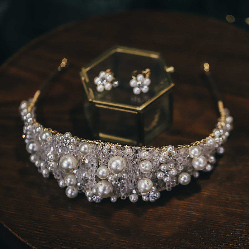 Handmade Beaded Bridal Hairband Wide Headband Wedding Accessories