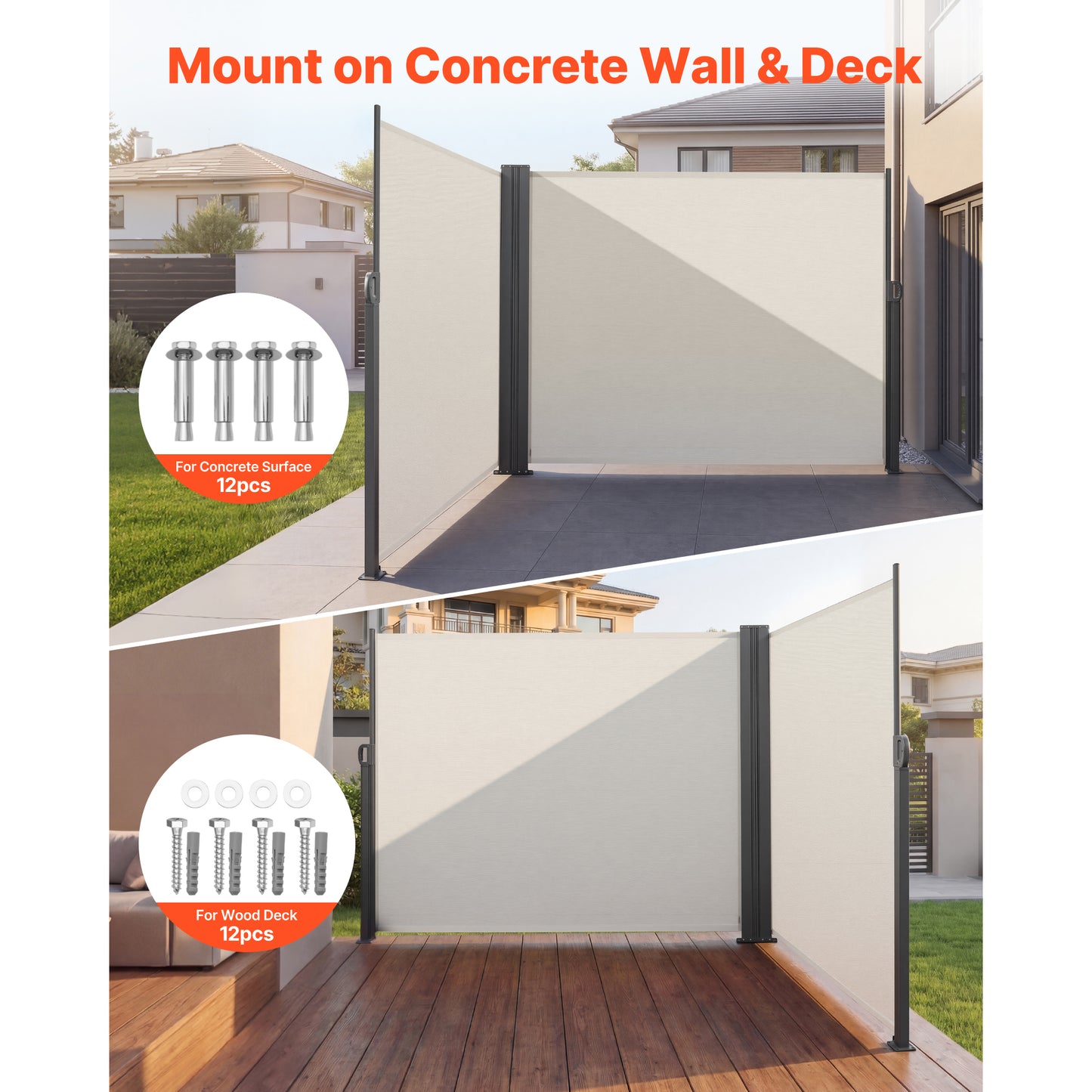 Retractable Side Awning 71x236 Waterproof Sunshade Garden & Balcony Screen