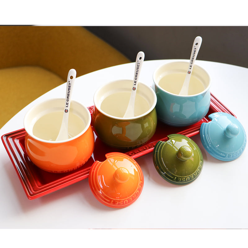 Salt & Spice Jar Set - Colorful Kitchen Seasoning Containers with Covers