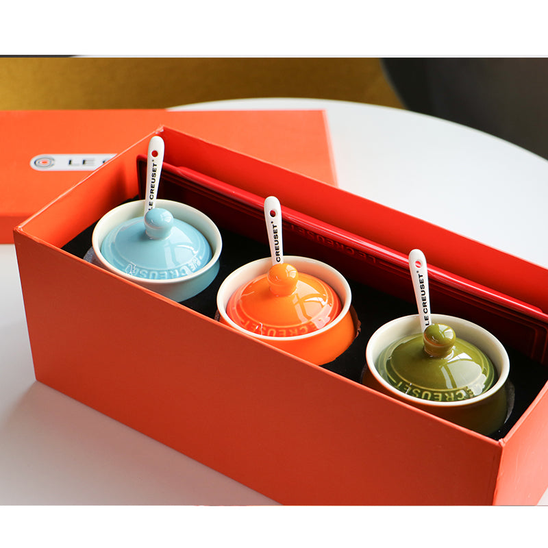 Salt & Spice Jar Set - Colorful Kitchen Seasoning Containers with Covers