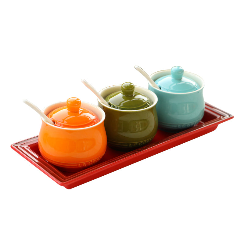 Salt & Spice Jar Set - Colorful Kitchen Seasoning Containers with Covers