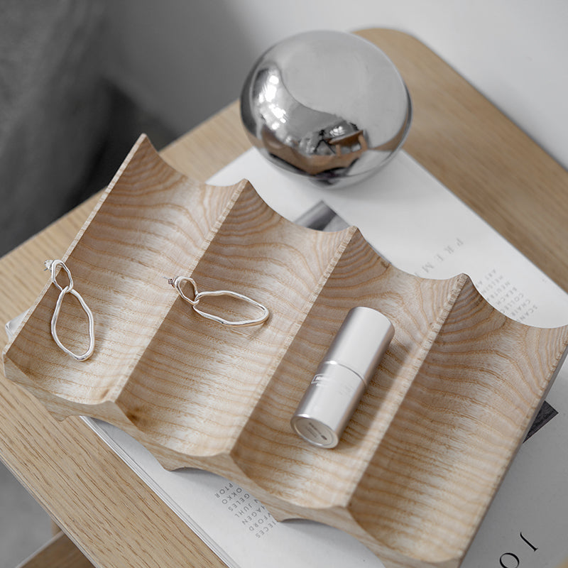 Nordic Wooden Jewelry Tray House Decor - Minimalist Desktop Organizer