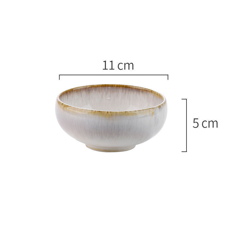 Ceramic Rice Bowl Set - Drum-Shaped Dinnerware for Kitchen & Home