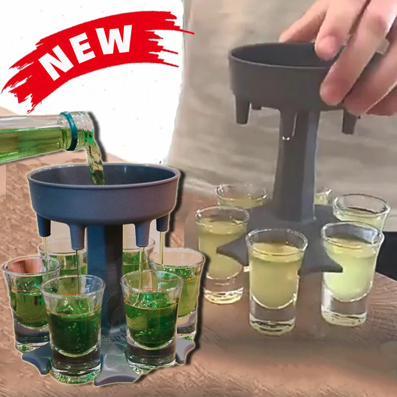 6-Shot Glass Dispenser Holder Rack Bar Accessories for Drinking Games and Parties