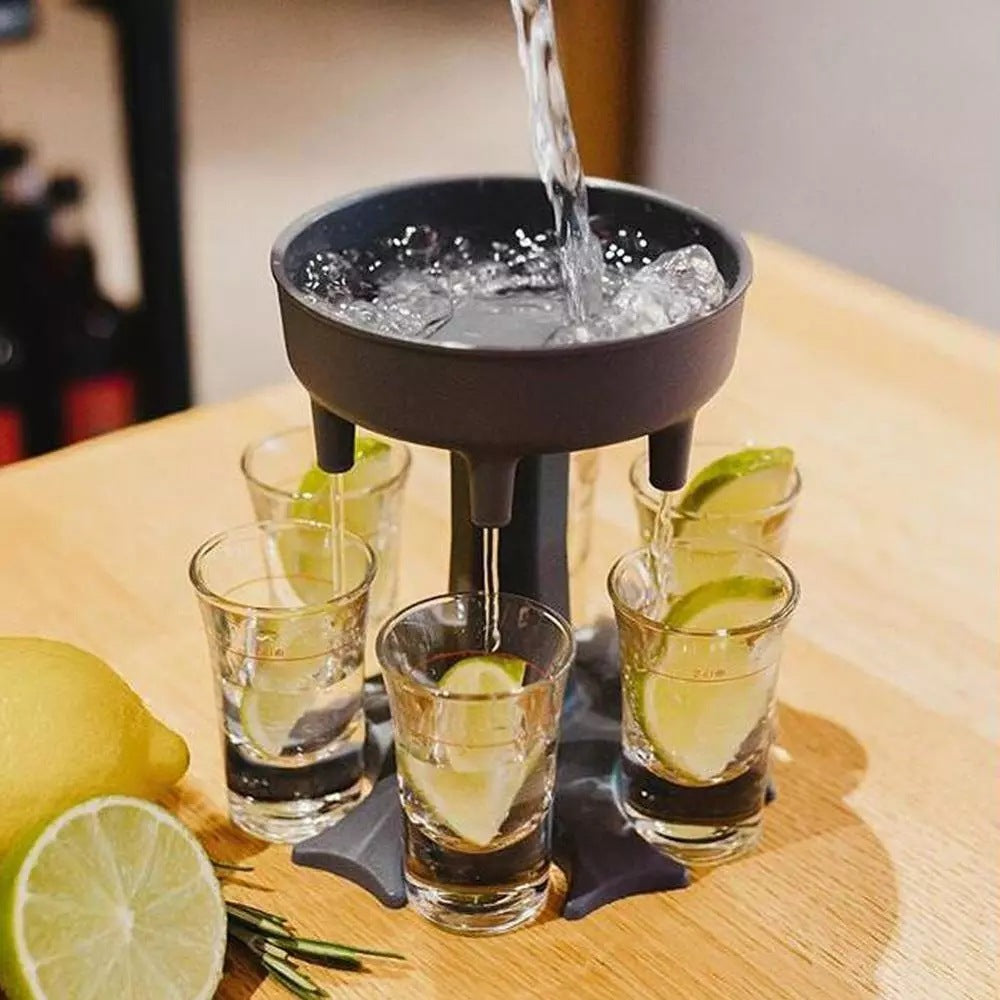 6-Shot Glass Dispenser Holder Rack Bar Accessories for Drinking Games and Parties