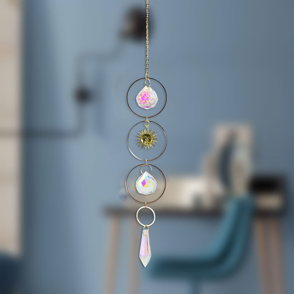 Crystal Wind Chime Sun Catcher with Star Pendant - Decorative Rainbow Prism Ornament