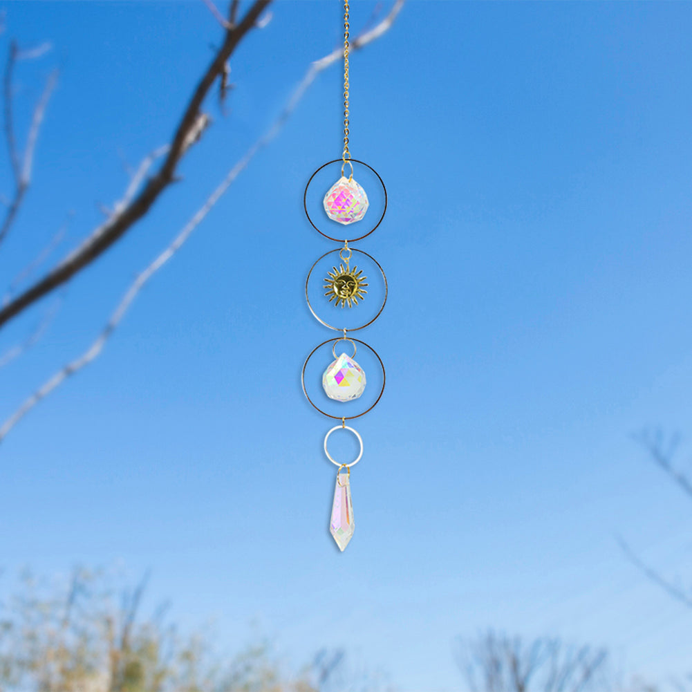 Crystal Wind Chime Sun Catcher with Star Pendant - Decorative Rainbow Prism Ornament
