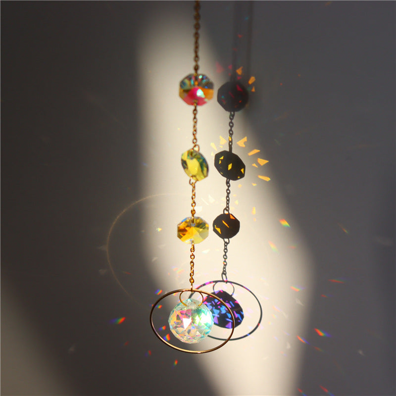 Crystal Wind Chime Sun Catcher with Star Pendant - Decorative Rainbow Prism Ornament