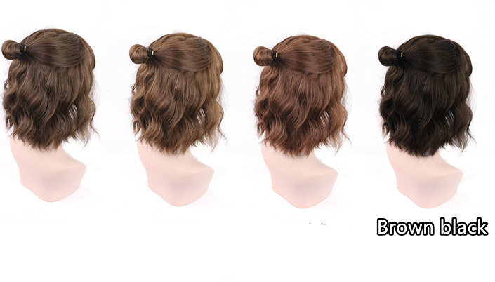 Full Head Cosplay Corn Perm Wig for Ladies - Short Curly Korean Style