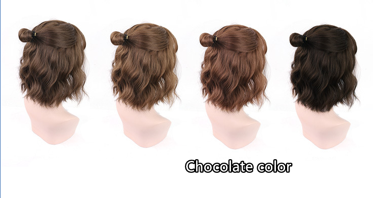 Full Head Cosplay Corn Perm Wig for Ladies - Short Curly Korean Style