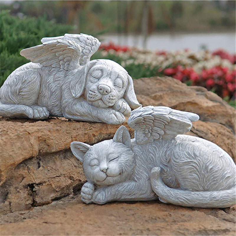 Angel Pet Memorial Grave Marker Statue for Dogs and Cats - Home Garden Decor