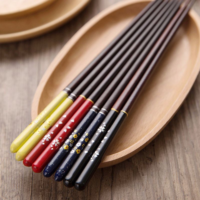 Japanese Style Cherry Wood Chopsticks - Set of 1, Various Colors