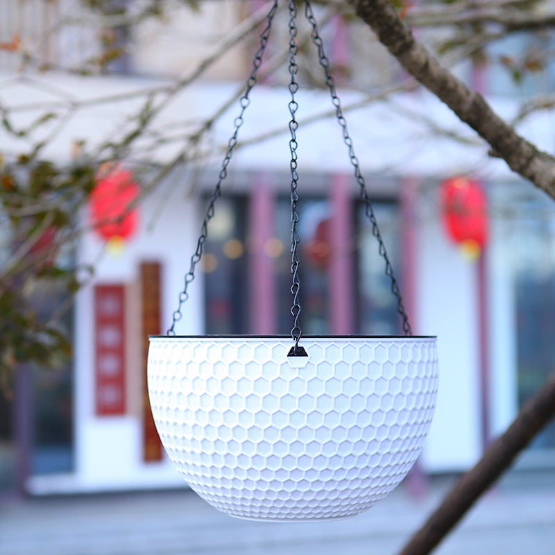 Hanging Flower Pot - Resin Wall-Mount Plant Container with Drainage