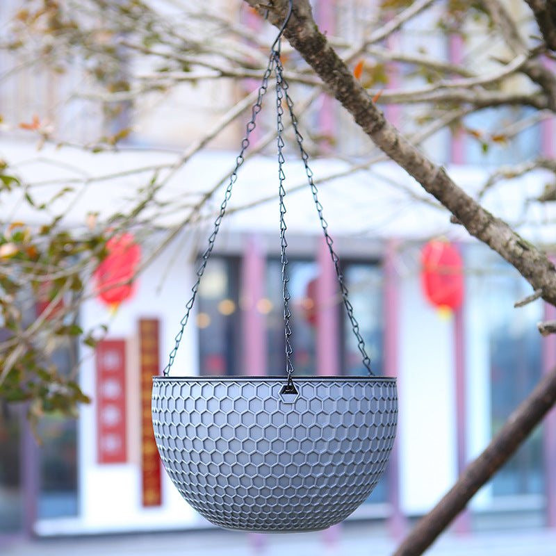 Hanging Flower Pot - Resin Wall-Mount Plant Container with Drainage