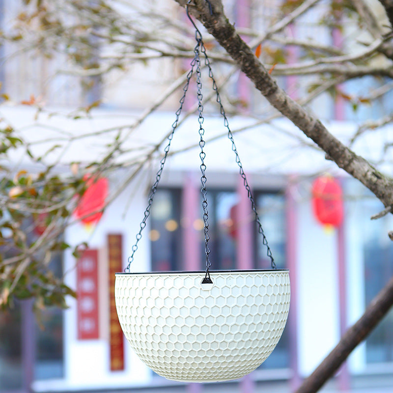 Hanging Flower Pot - Resin Wall-Mount Plant Container with Drainage