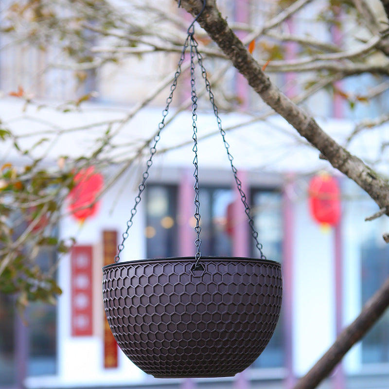 Hanging Flower Pot - Resin Wall-Mount Plant Container with Drainage