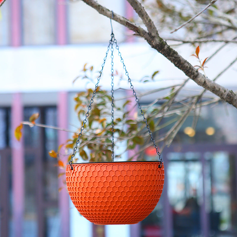 Hanging Flower Pot - Resin Wall-Mount Plant Container with Drainage
