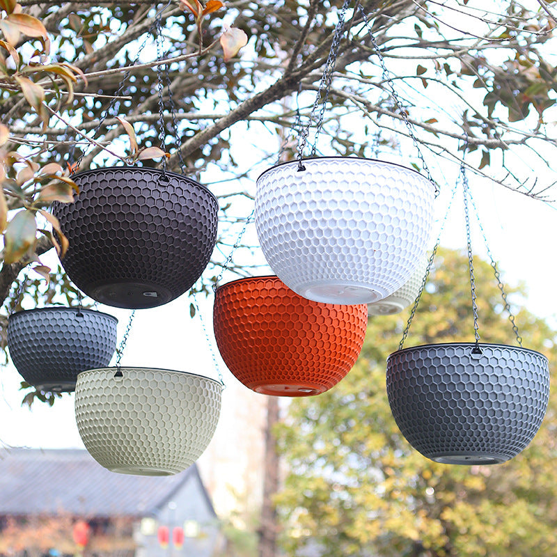 Hanging Flower Pot - Resin Wall-Mount Plant Container with Drainage