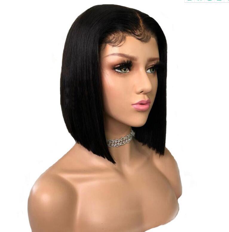European American Short Lace Wig for Women - Black Synthetic Hair