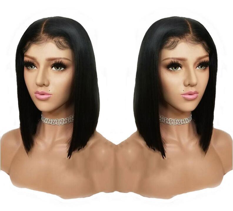 European American Short Lace Wig for Women - Black Synthetic Hair