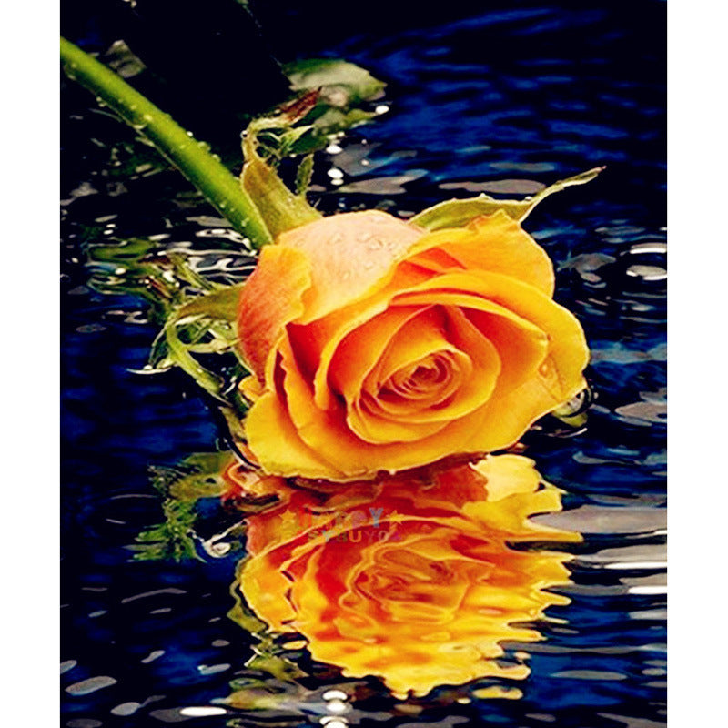 Diamond Painting Wall Art Canvas - Yellow Rose Reflection in Water 30x40cm