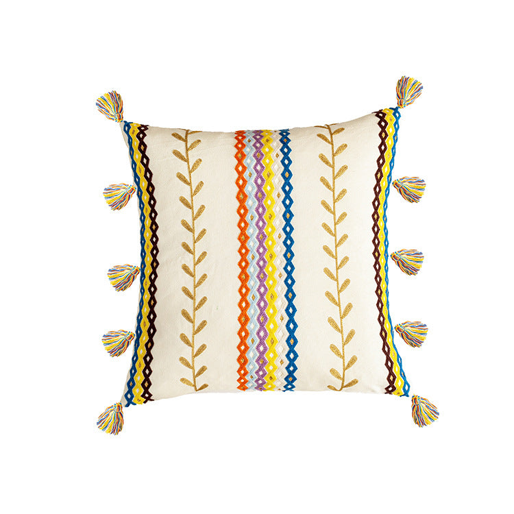 Cotton Embroidered Model Room Waist Pillow Cover - Home Decor