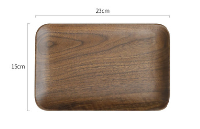 Japanese-Style Wooden Snack Plate Black Walnut & Beech Square & Long Sizes