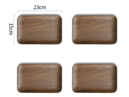 Japanese-Style Wooden Snack Plate Black Walnut & Beech Square & Long Sizes