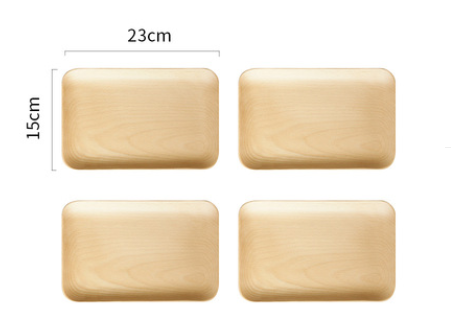 Japanese-Style Wooden Snack Plate Black Walnut & Beech Square & Long Sizes