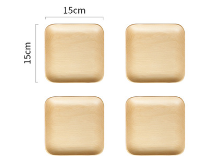 Japanese-Style Wooden Snack Plate Black Walnut & Beech Square & Long Sizes