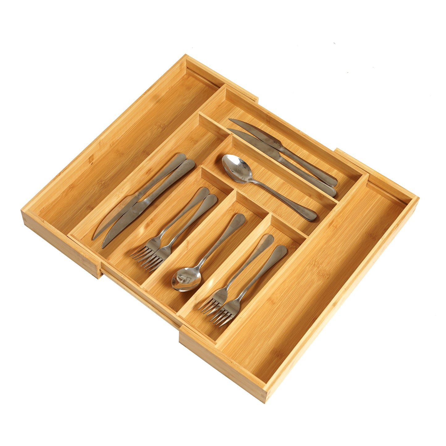 Bamboo Retractable Knife Drawer Storage Box - Natural Finish, 45L