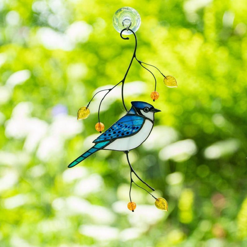 Bird Wall Decor Sculpture - Handmade Iron Indoor Home Art - Blue