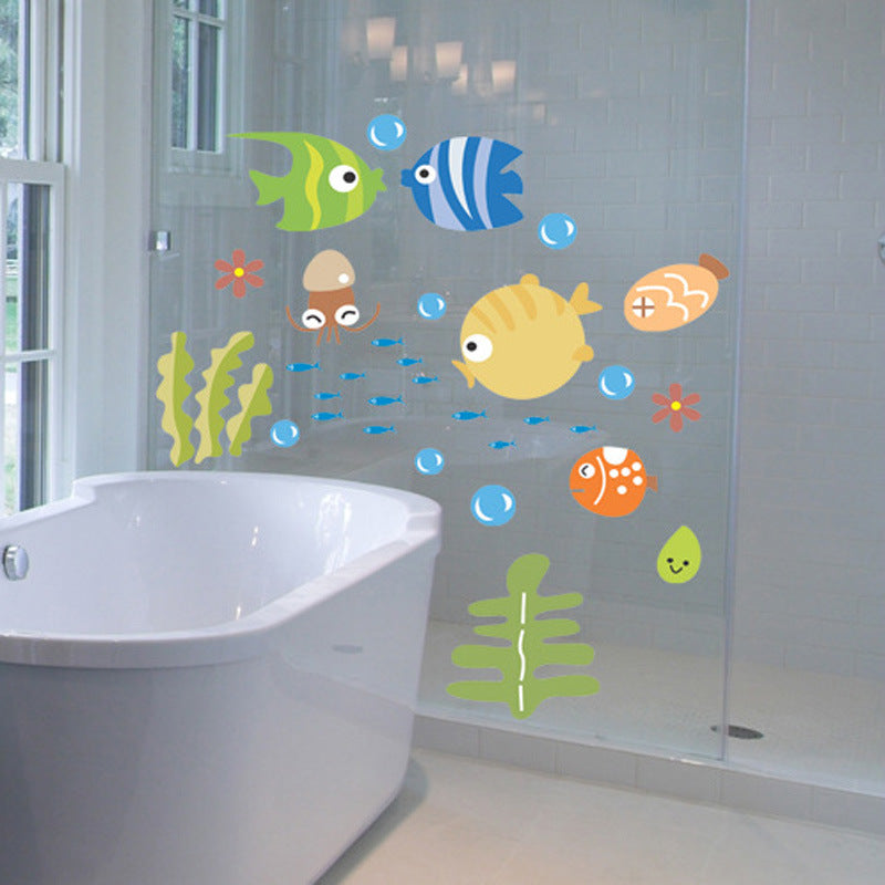 Children's Cartoon Sea Fish Bubble Wall Sticker - Removable Bathroom Decor 24x42cm