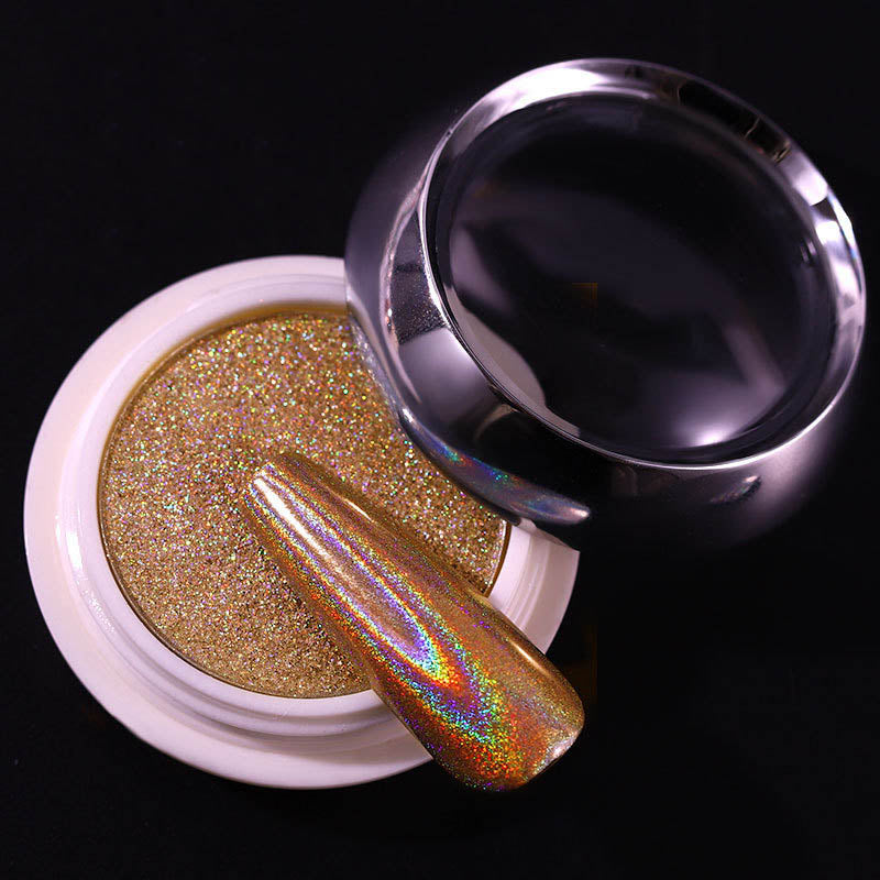 Solid Laser Nail Powder - Gold & Silver Glitter for Nail Art