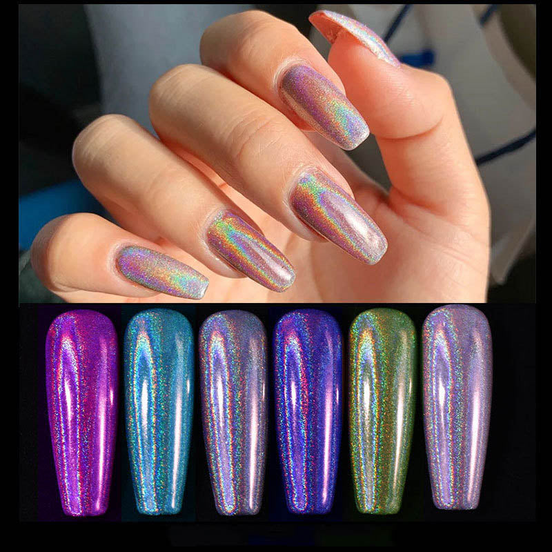 Solid Laser Nail Powder - Gold & Silver Glitter for Nail Art