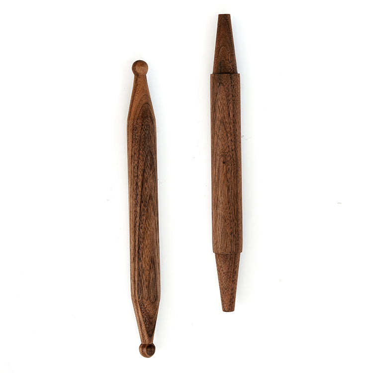Nordic Wooden Rolling Pin for Baking - Black Walnut Kitchen Tool, 30cm