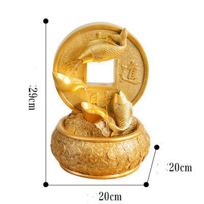 Feng Shui Fish Water Fountain Ornament for Home & Office Decor - Gold, Trumpet, US