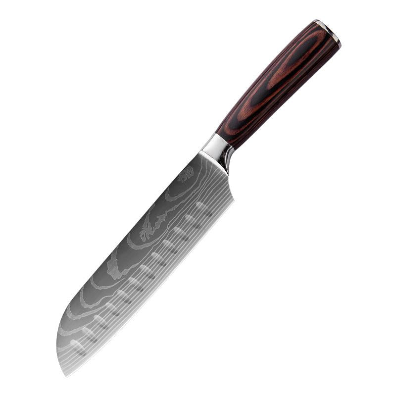 Damascus Pattern Chef's Knife Set - Western Cuisine Kitchen Cutlery