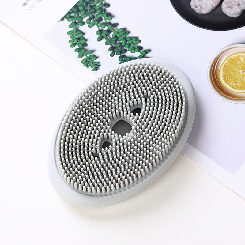 Double-Sided Silicone Soap Holder Box with Brush - Multifunctional Bathroom & Kitchen Storage