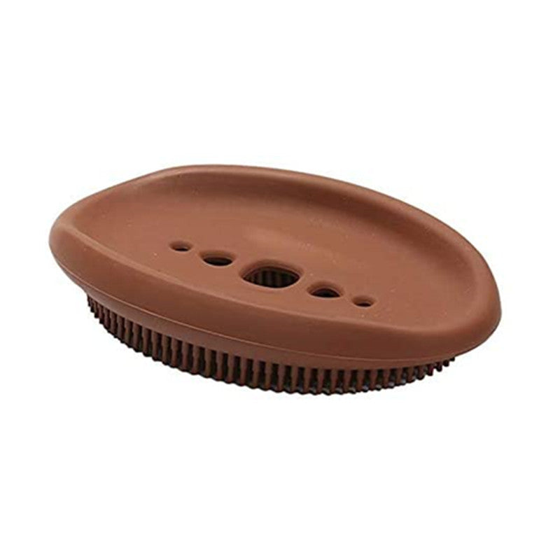 Double-Sided Silicone Soap Holder Box with Brush - Multifunctional Bathroom & Kitchen Storage