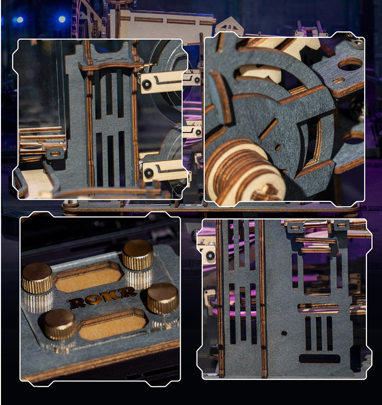 Wooden Marble Run Puzzle Kit with Waterwheels and Tracks - Kids & Adults