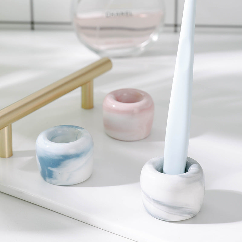 Japanese Marbled Ceramic Toothbrush Holder Rack for Bathroom & Wash Basin