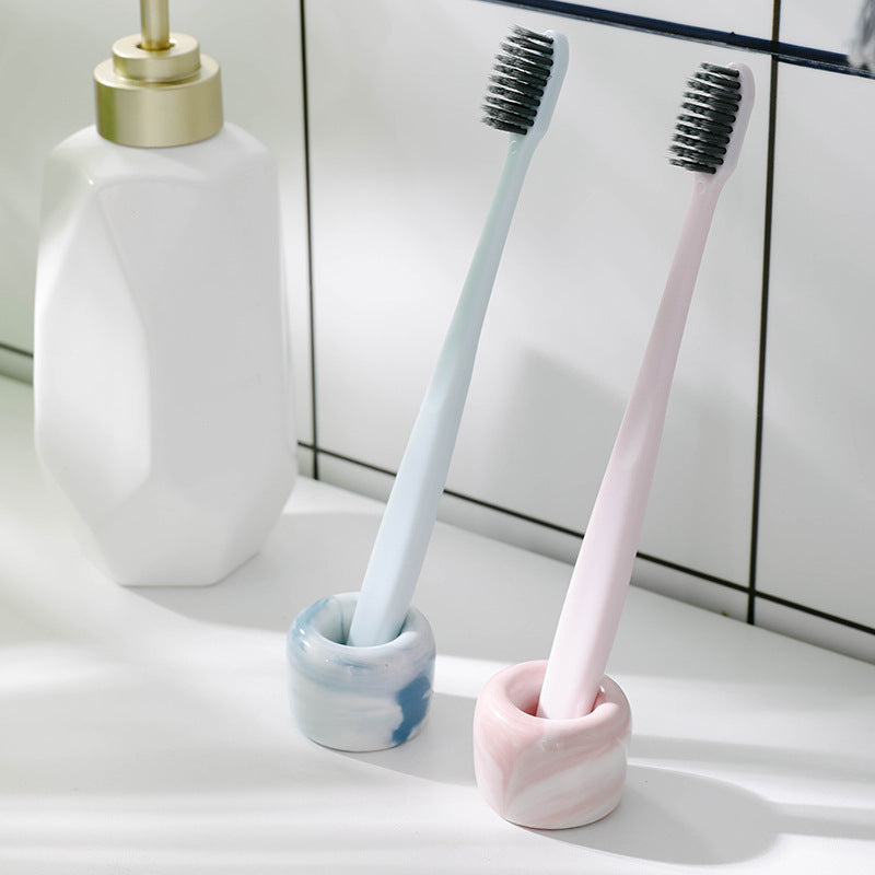 Japanese Marbled Ceramic Toothbrush Holder Rack for Bathroom & Wash Basin