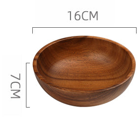Large Solid Wood Acacia Fruit Bowl Set – Thickened, Fall-Resistant Kitchen Decor
