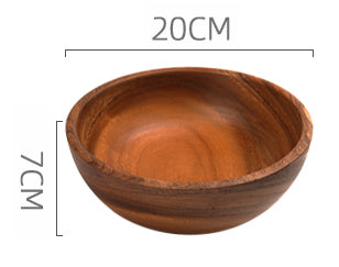 Large Solid Wood Acacia Fruit Bowl Set – Thickened, Fall-Resistant Kitchen Decor