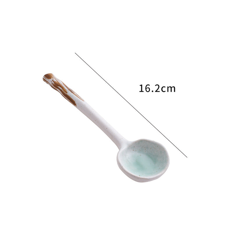 Japanese Ceramic Soup Spoon Long Handle Household Kitchenware
