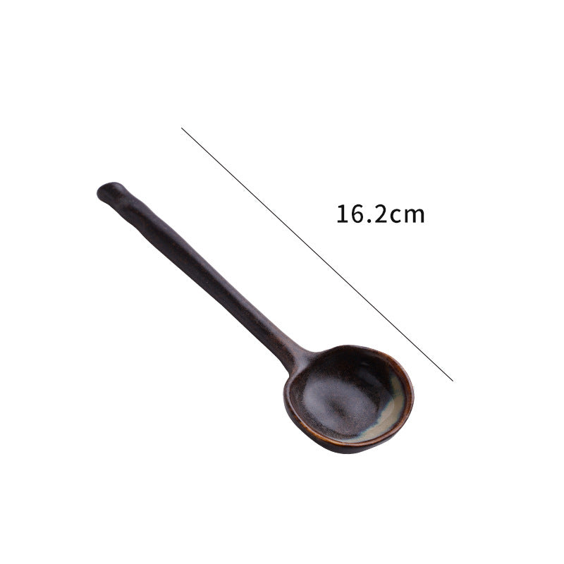 Japanese Ceramic Soup Spoon Long Handle Household Kitchenware